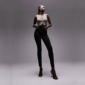 2/$30 Topshop Moto Jamie Jeans High Rise Ankle Skinny Inky Black 26 #9403